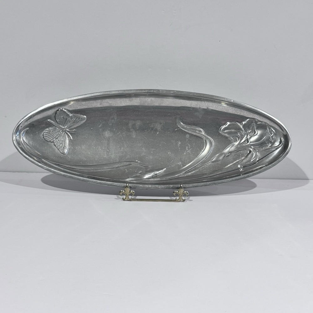 Lenox Butterfly Meadow Aluminum Bread Tray Display Piece Raised Design 17.5"L‎